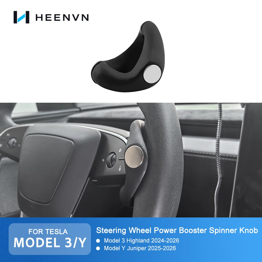 For Tesla New Model Y Juniper Model 3 Highland 2025 2026 Steering Wheel Power Booster Spinner Knob Safety Car Auto Accessories