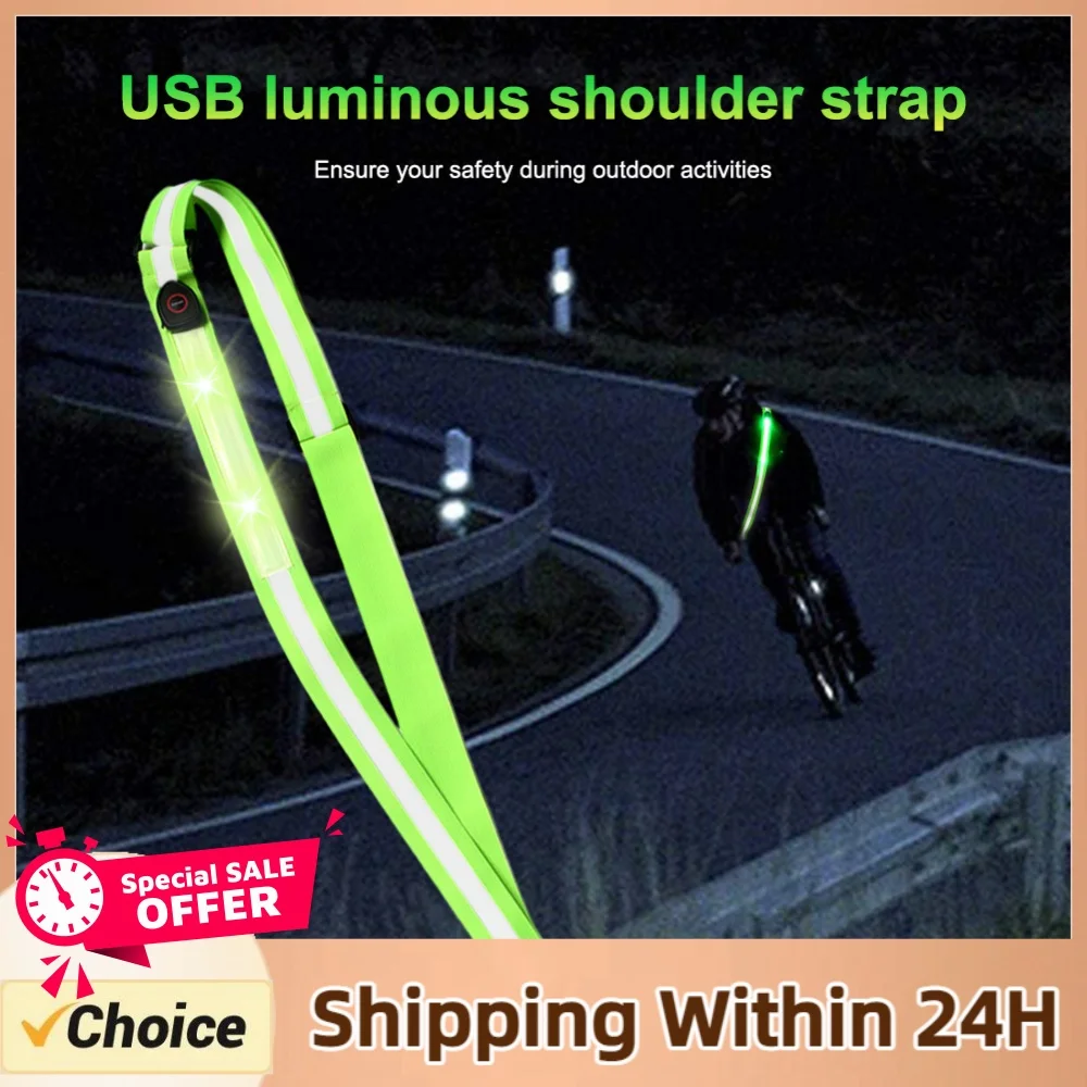 USB Rechargeable Reflective Walking Gear Adjustable LED Reflective Belt LED Reflective Belt Sash Safety Reflective Running Gear