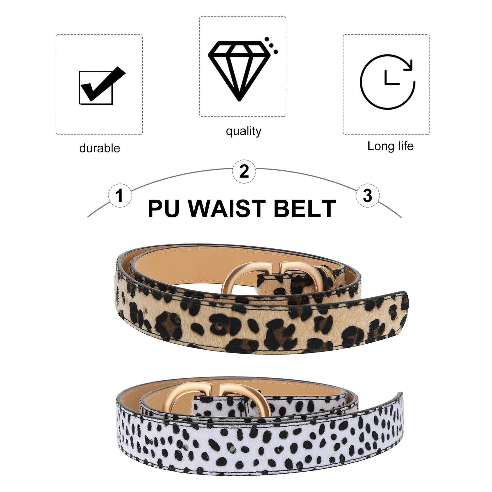 

2Pcs Women PU Leopard Belt Waist Belts for Jeans Dress Leopard Print Women Jeans Belt Fashion Accessories