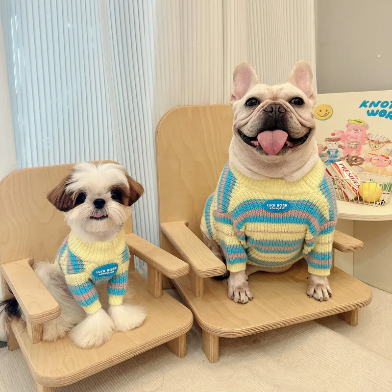 Dog Stripe Sweater Pet Clothes Autumn/Winter Bottom Sweater Schnauzer Bears Malzis Sisch Small Dog Cat Sweater Puppy Clothes