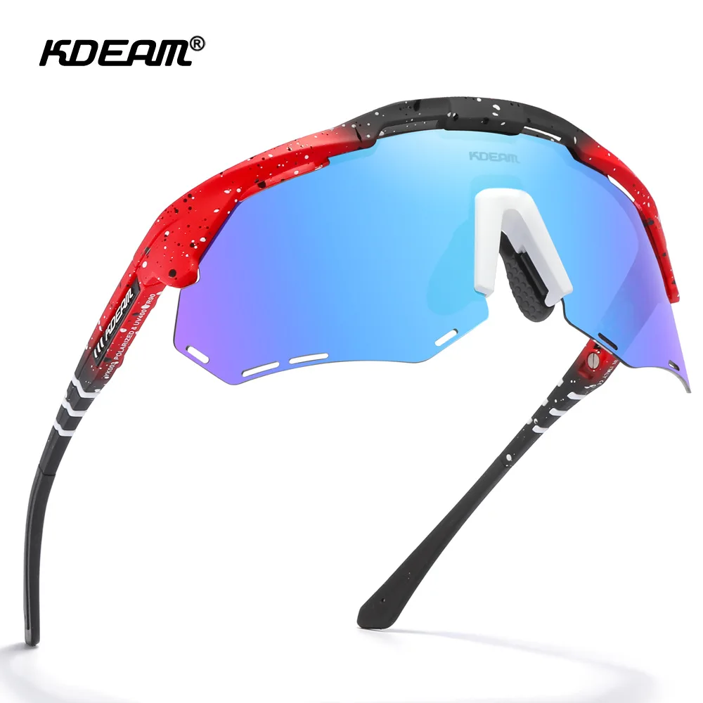 KDEAM Men's Cycling Sunglasses Outdoor Polarized Sports Shades TR90 Silicone Windproof Glasses UV resistant Integrated Goggles