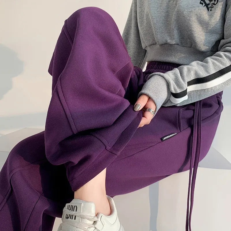 Pantalones de pierna ancha de cintura alta para mujer otoño 2025 nuevo Sle drapeado recto Casual hasta el suelo adelgazantes pantalones de chándal sueltos versátiles