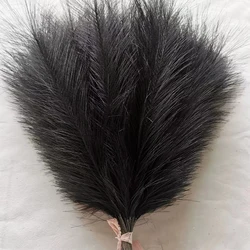 100PCS Fluffy Pampas Grass Boho Black Artificial Flower Decor Fake Plant Reed Simulated Party Wedding Home Table Pampas Grass