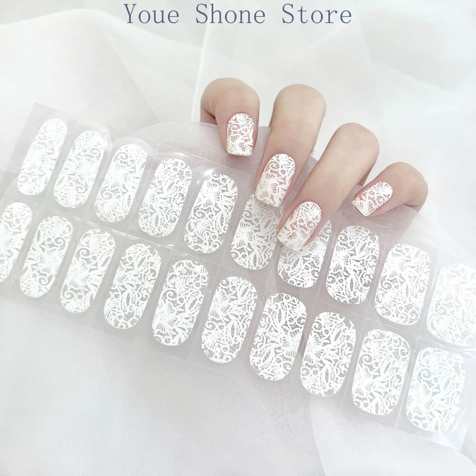 20 Strips 3D Nail Sticker Decoration DIY Waterproof Nail Wrap Self-adhesive Nail Art Full Curing Non Baked Gel Nails Decoration