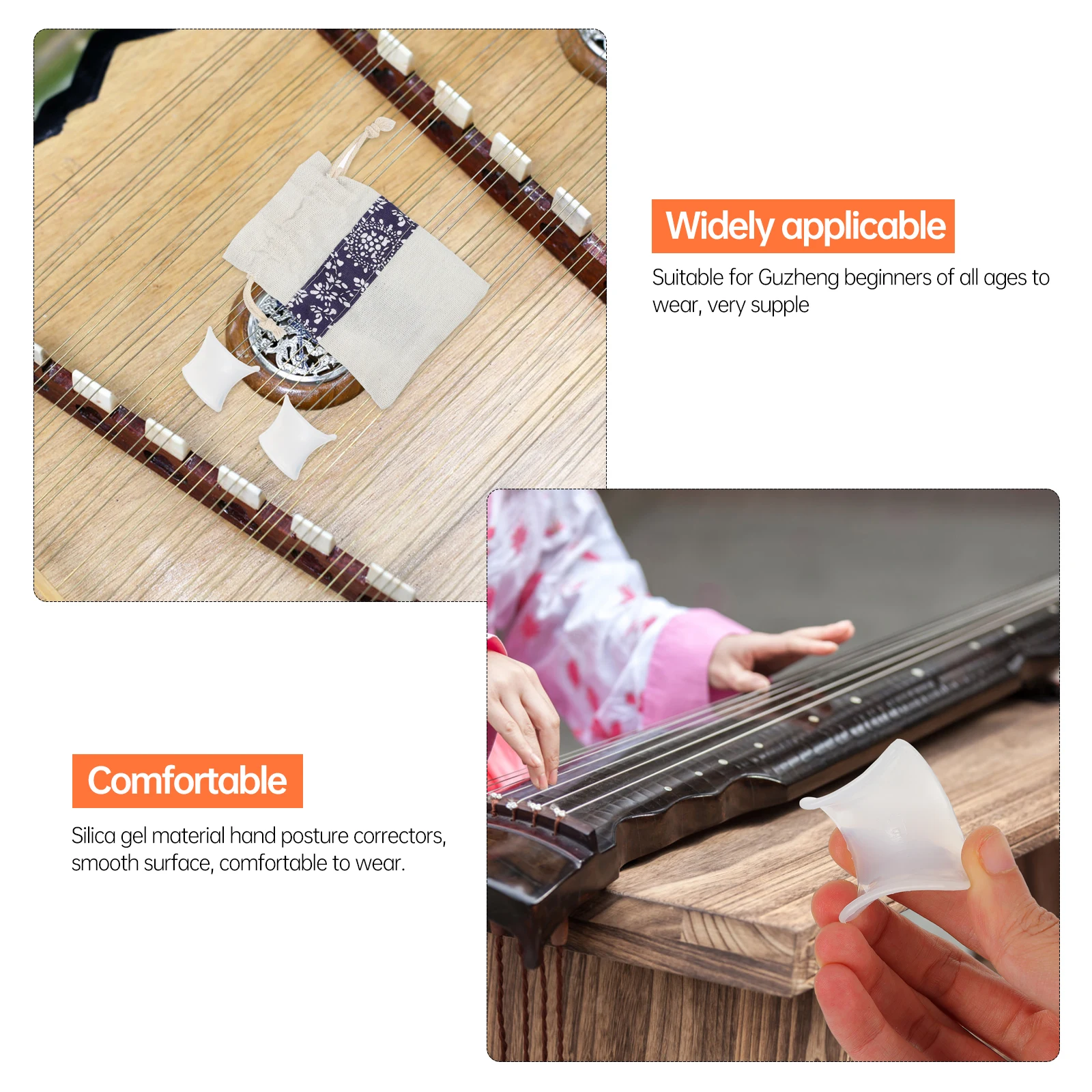 

2pcs Posture for Guzheng Beginners Silica Gel Hand Orthosis Soft Durable Chinese Zither Hand Corrector Practice
