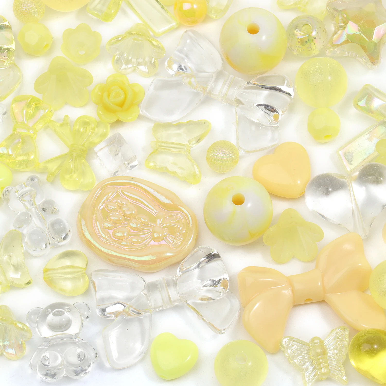 Niedliche Sortierte Acrylperlen Zufälliger Stil Blumen Schmetterling Herz Perlen für DIY Handyketten Armbänder Schmuckherstellung 50g – Detail 11