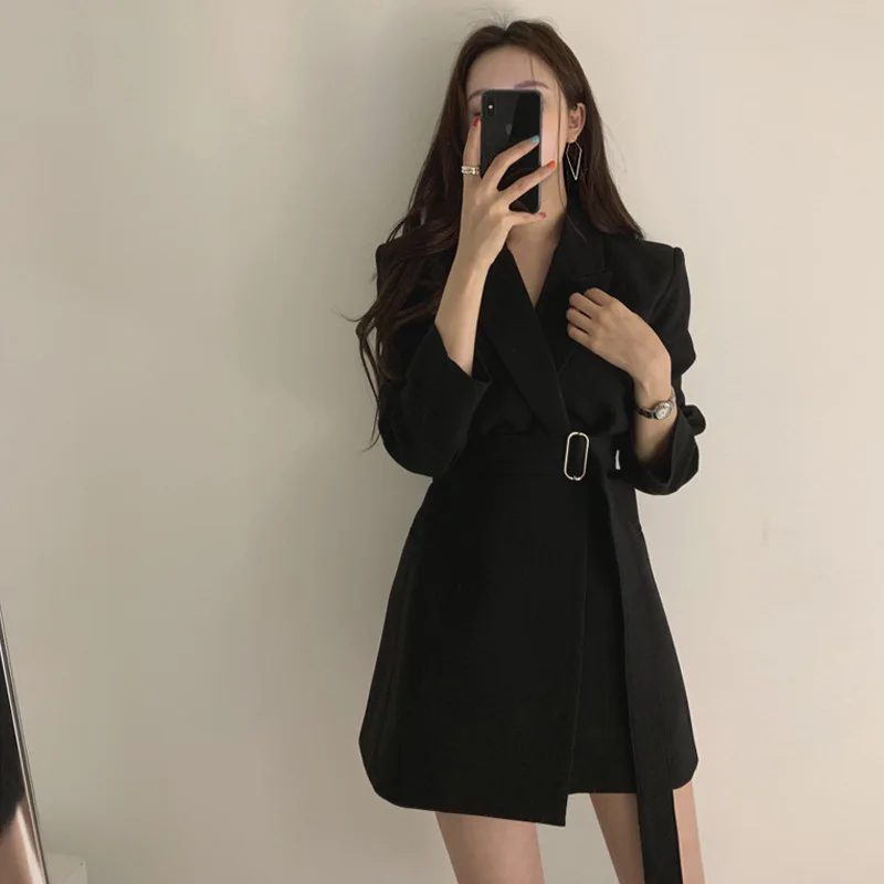 

Ele Lady Sle Coat Spring Autumn Women's Waist-Cinching Slimming Belted Loose Fit Suit Design Sensation Outerwear