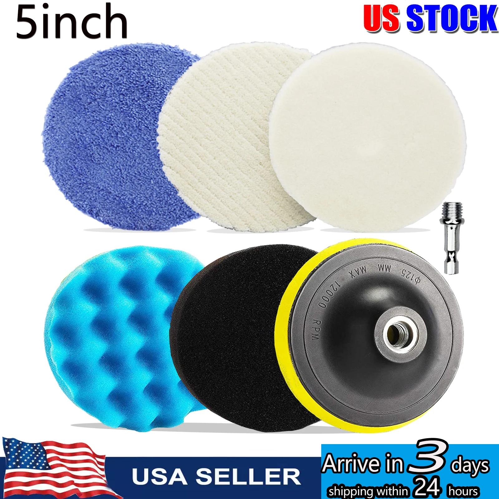 Buffing Sponge Pads 5inch Polishing Pads Car Polisher Attachment Accessories for Car Polisher Compounding, Polishing Waxing