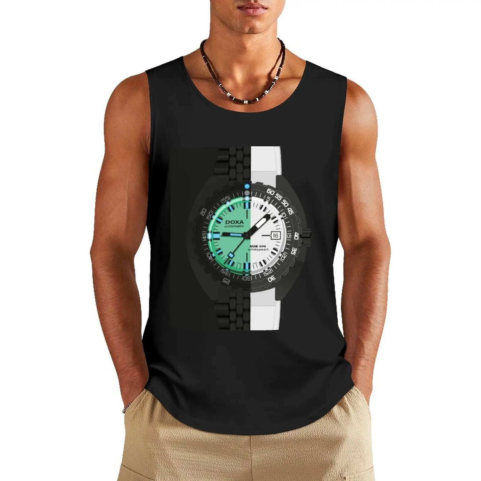 Doxa Watch White Pearl Tank Top anime Men's cotton t-shirt Clothing mens gym clothes