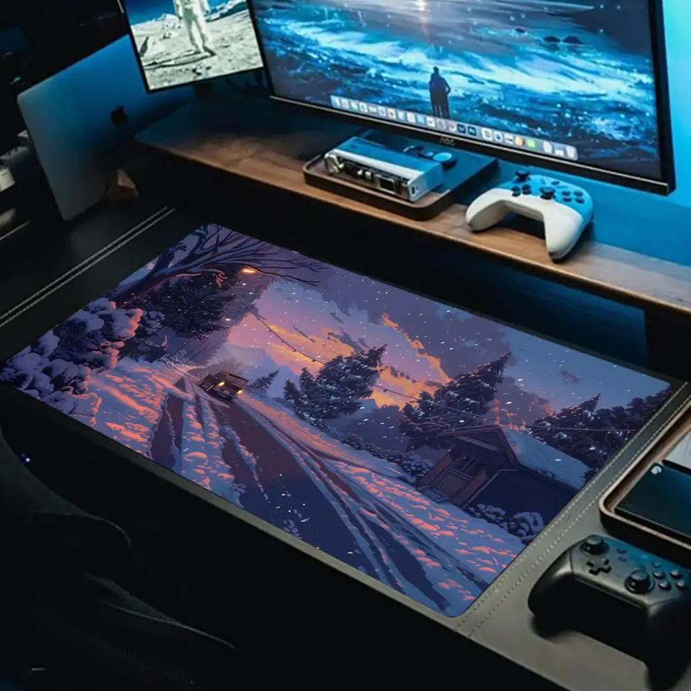 Snow Street Mouse Pad XXL Computer Accessories Office Game Table Mats Rubber Anti-slip Gaming Keyboard Mousepads Desk Pads 40x90
