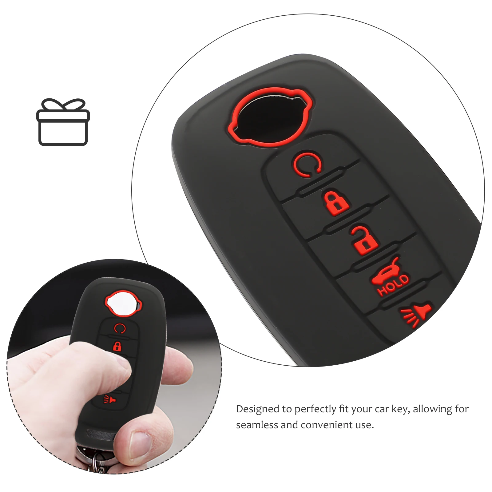 

2pcs Car Key Cover Fob Case Black Red Keys Remote Protector Proof Soft Silicone Precise Fit Altima 2023