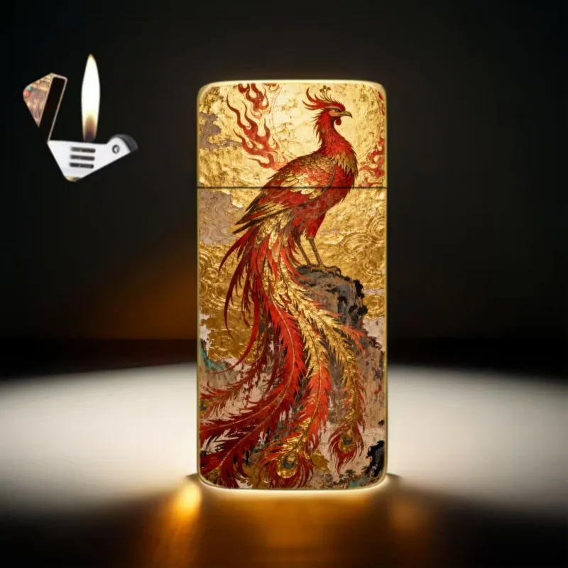 2026 new Brand New Gold-sprinkled Metal Shell Gass Lighter, High-end Gift for Friends, Ultra-thin Gift Lighter Smoke Accesoires