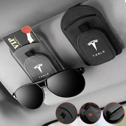 Magnetic Leather Car Visor Sunglasses Holder Ticket Card Clip for Tesla Model 3 Model S Model X Model Y Cybertruck Roadster