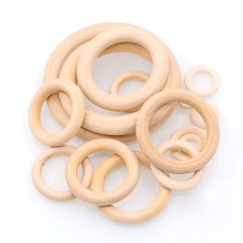 15-100MM Natural Wood Circle DIY Crafts For Jewelry Making Baby Teething Wooden Ring Kids Toy Ornaments Jewel MakingAccessories