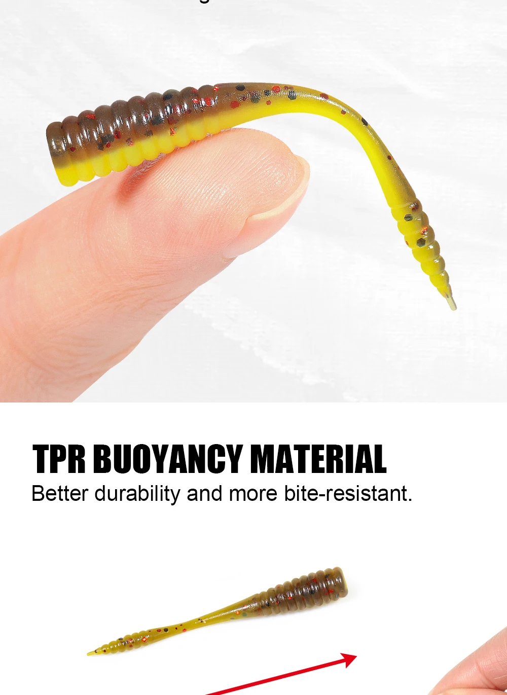 Palisander 4,8 cm TPR Micro Soft Worm Stick Bait Rockfish Tpr Angelköder Light Game Ajing Makrele Crappie Sunfish Bass Tackle – Detail 3