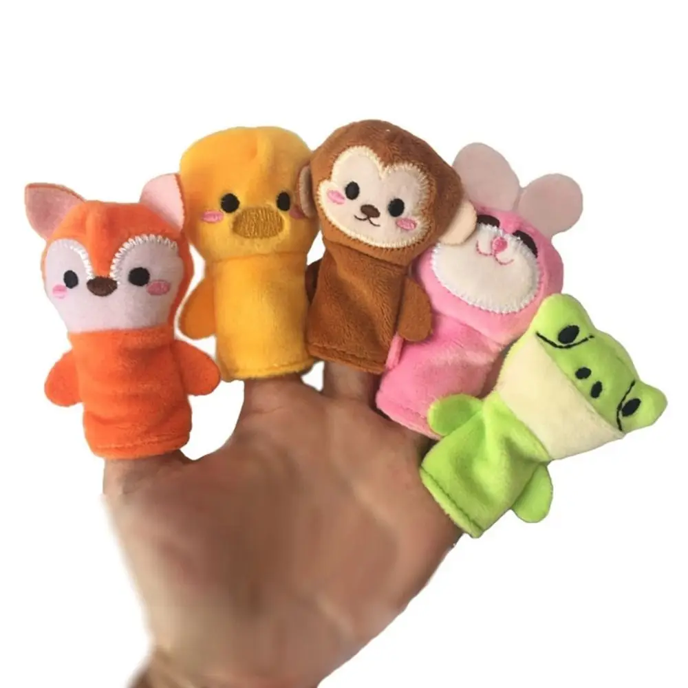 Plush Children's Hand Puppet Teaching Dog Parent-Child Finger Puppet Frog Monkey Animal Puppet Stuffed Toys