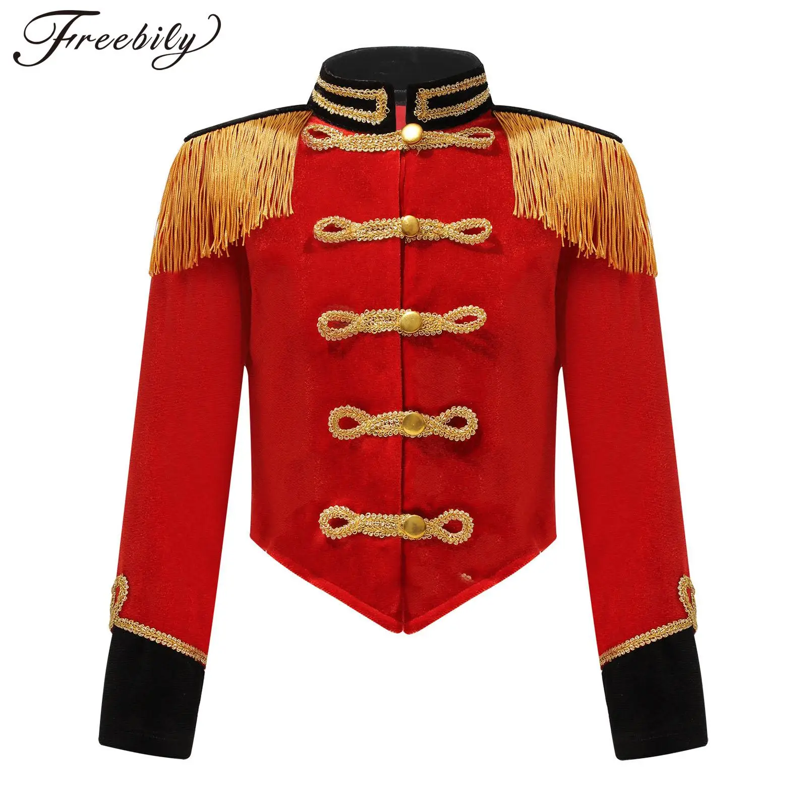 Kids Girls Circus Ringmaster Costume Jacket Coat Long Sleeve Fringe Tassel Tailcoat Ringleader Drummer Performance Dress Up