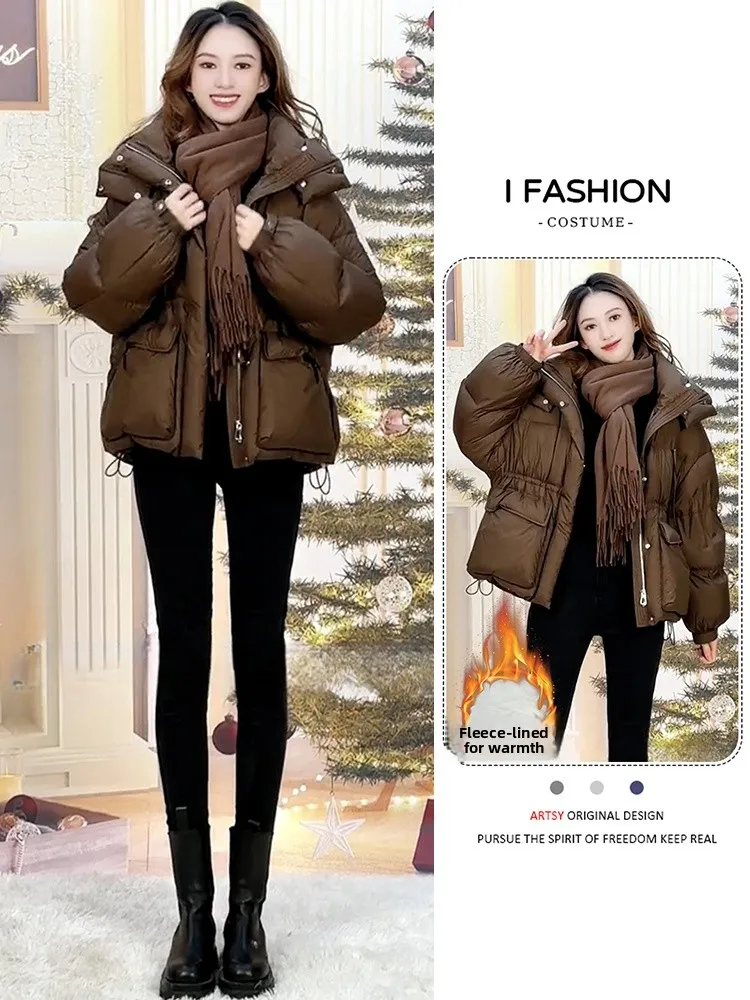 Sli Thiened Fce Warmte Dames Dons Katoen Jaet Herfst Winter Nieuwe Collectie Dagelijkse Match Bovenkleding Faionable Jas