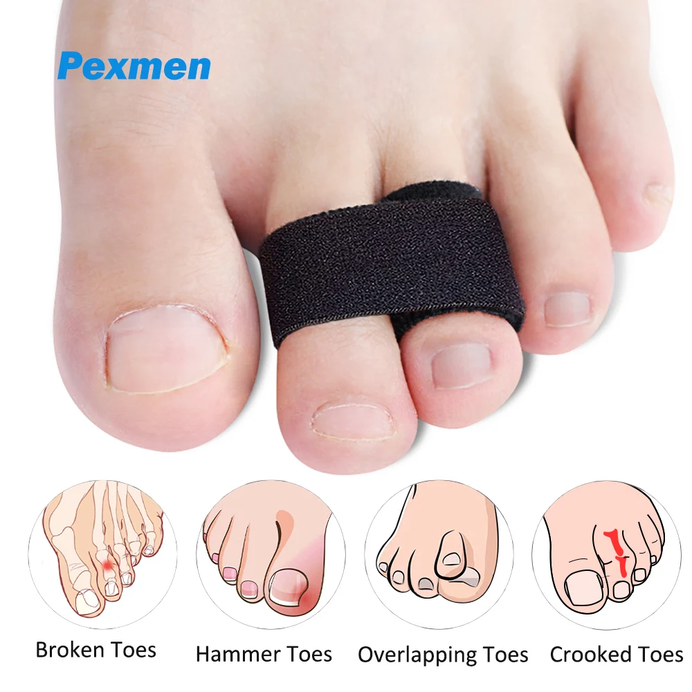 

Pexmen 1/2/5/10Pcs Hammer Toe Straightener Broken Toe Wraps Toe Splints Bandages for Crooked Curled Bent and Hammer Toes