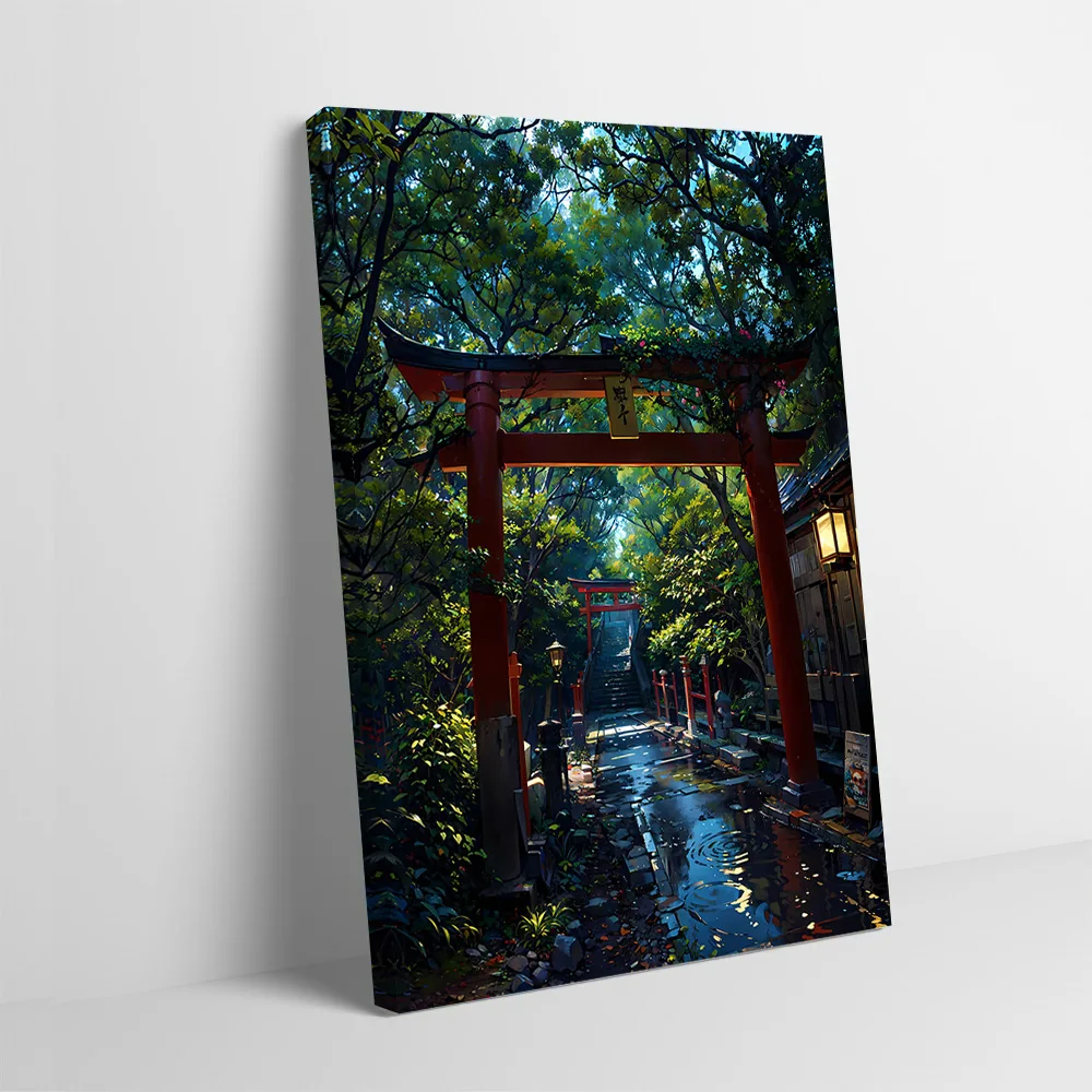 Japanese Torii Pathway Printing Poster Customizable Pictures Wall Art Canvas Painting for Room Decorations Aesthetic Decoration