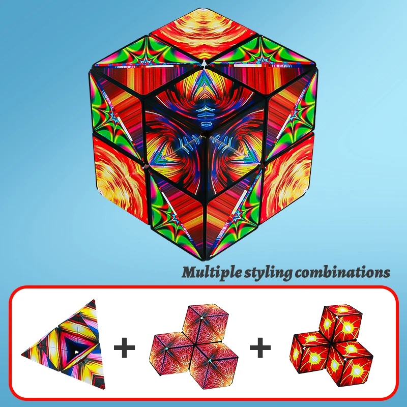 Mainan Jigsaw kubus ajaib panas kubus geometri magnetik variabel stres reaktansi 3D tangan flip jigsaw persegi pendidikan kreatif untuk anak-anak