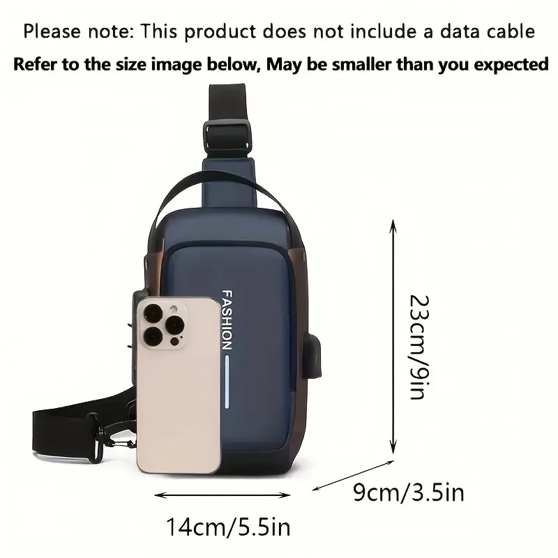 حقيبة رجالية متينة من قماش أكسفورد، حقيبة صدر أنيقة للدراجات النارية مع إغلاق جيب للهاتف، مثالية للتنقل اليومي