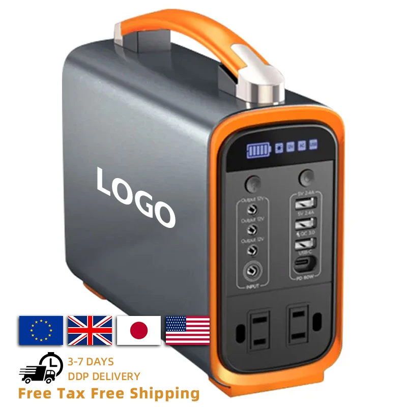 

US EU Stock 200W Portable Solar Power Station Outdoor Lifepo4 Generator With External Battery Flashlight & Cigar Lighter US Plug