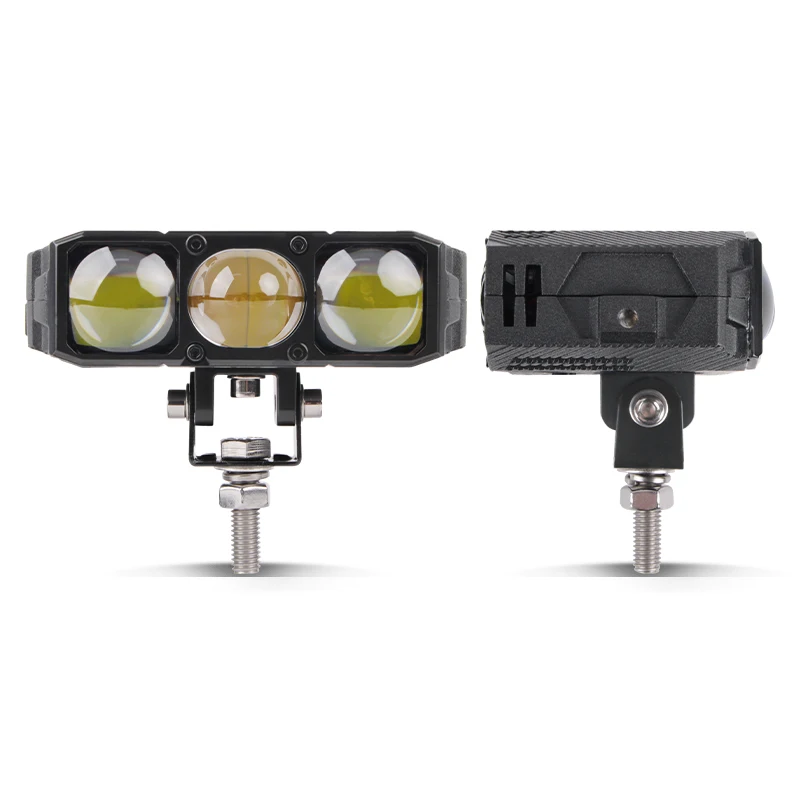 Motorcycle Light Bi Led Work Light 12V Two Color Mini Lens for off-road Vehicle SVU Truck Driving lights Fog lights 9V 30V