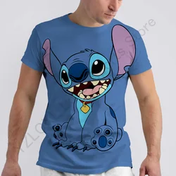 Disney erkekler t-shirt Lilo ve dikiş karikatür Kawaii Anime 3D baskı Streetwear kadın moda boy T Shirt çocuk Tees Tops