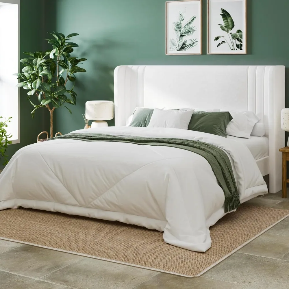 

Queen Size Platform Bed Frame with Vertical Tufted Wingback Headboard, Easy Assembly, Under Bed Storage, No Box Spring Required