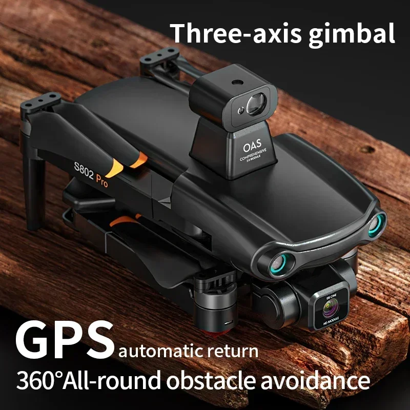 GEETHA S802 Drone profesjonalny 3-osiowy gimbal HD składane podwójne kamery EIS Anti-shake GPS optyczny pozycjonowanie przepływu WIFI dron FPV