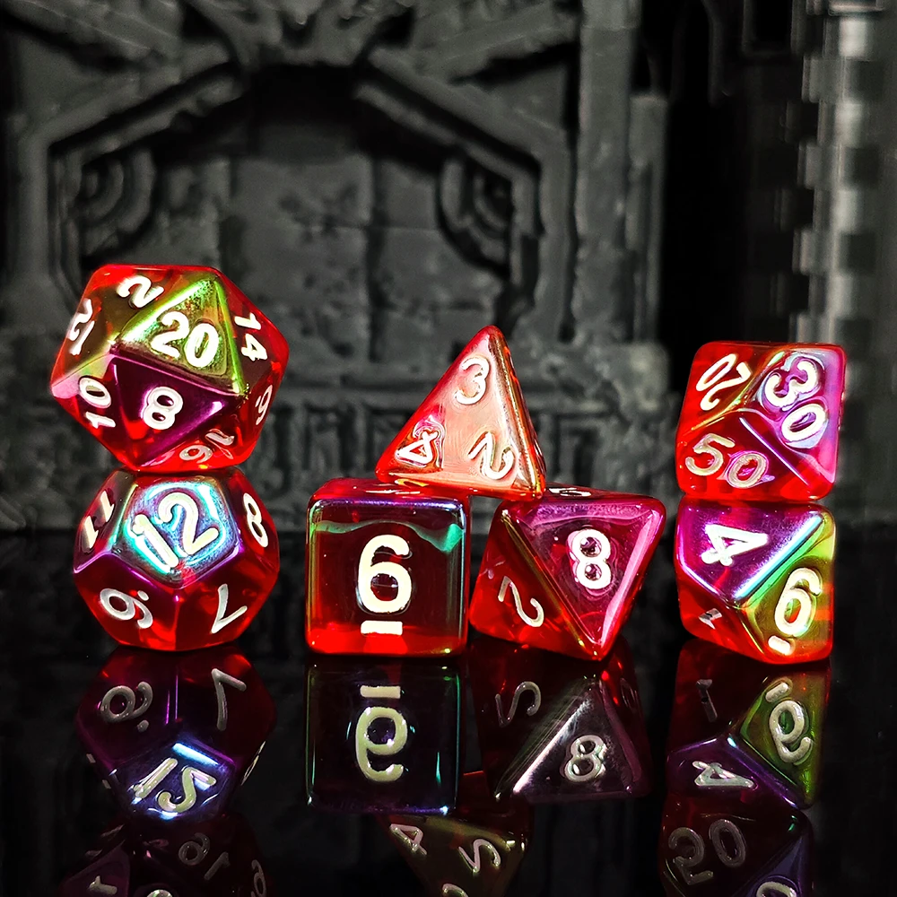 7Pcs/set Electroplating Multi-color Dice Set for DND RPG Games Dice Home KTV Club Entertainment Board Games Dice Toys Accessory