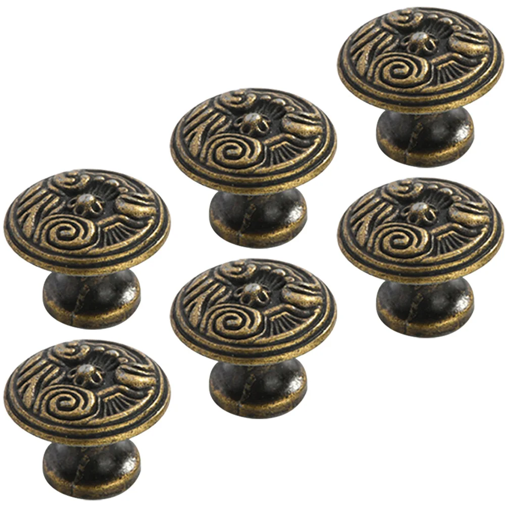 

6 Pcs Green Bronze Cabinet H les Delicate Metal Furniture Household Doorknob Drawer Pull Vintage Alloy Knob Kitchen