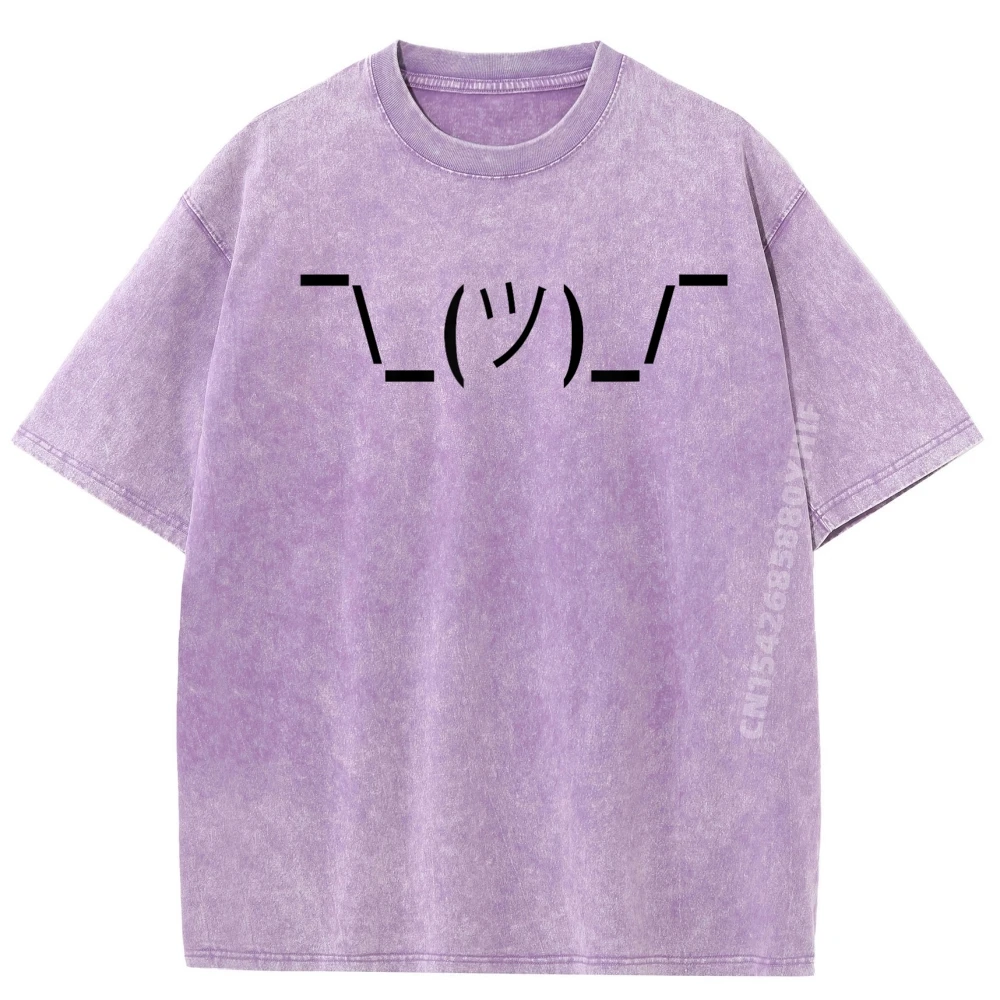 

Funny Ascii Art Shrug Drawing Symbols Computer Luxury Designer Youth Meme Tshirt Mens Leisure Washed Shirt Simple Style