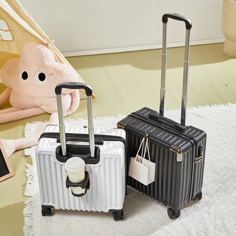 ultra-light-small-carry-on-suitcase-8-inch-women's-lage-with-pull-rod-travel-bag-cup-holder-flight-approved-password-lo