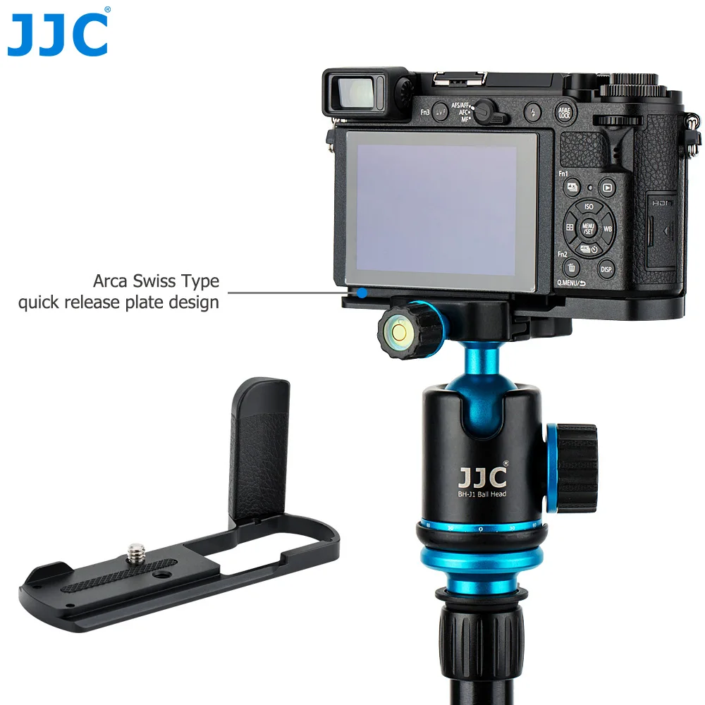 JJC DMW-HGR2 Kim Loại Cầm Tay Camera Grip Chân Máy Phát Hành Nhanh L Plate Chân Đế Cho Máy Ảnh Panasonic Lumix GX9 GX85 GX80 GX7 mark III II