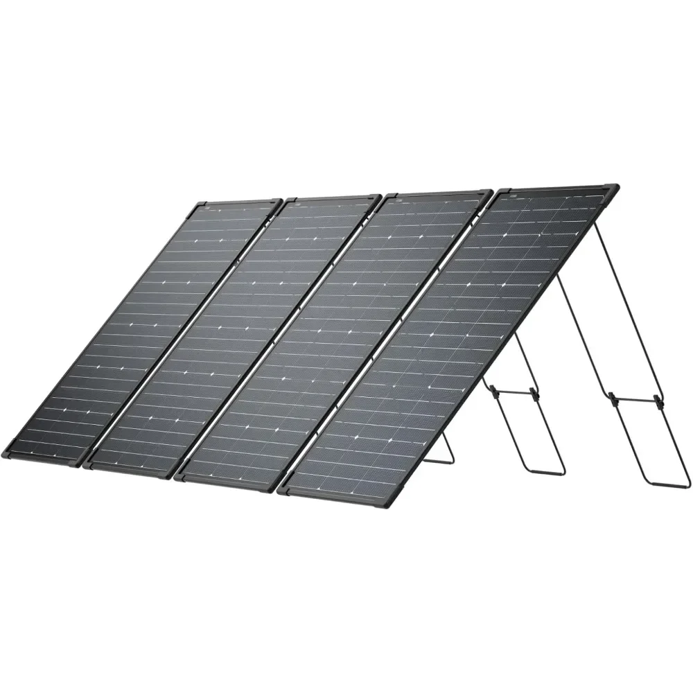 4PCS 125W Solar Panels, 500W Bifacial Solar Panel with IP68 Waterproof Rate, Adjustable Support and Solar Angle Guide