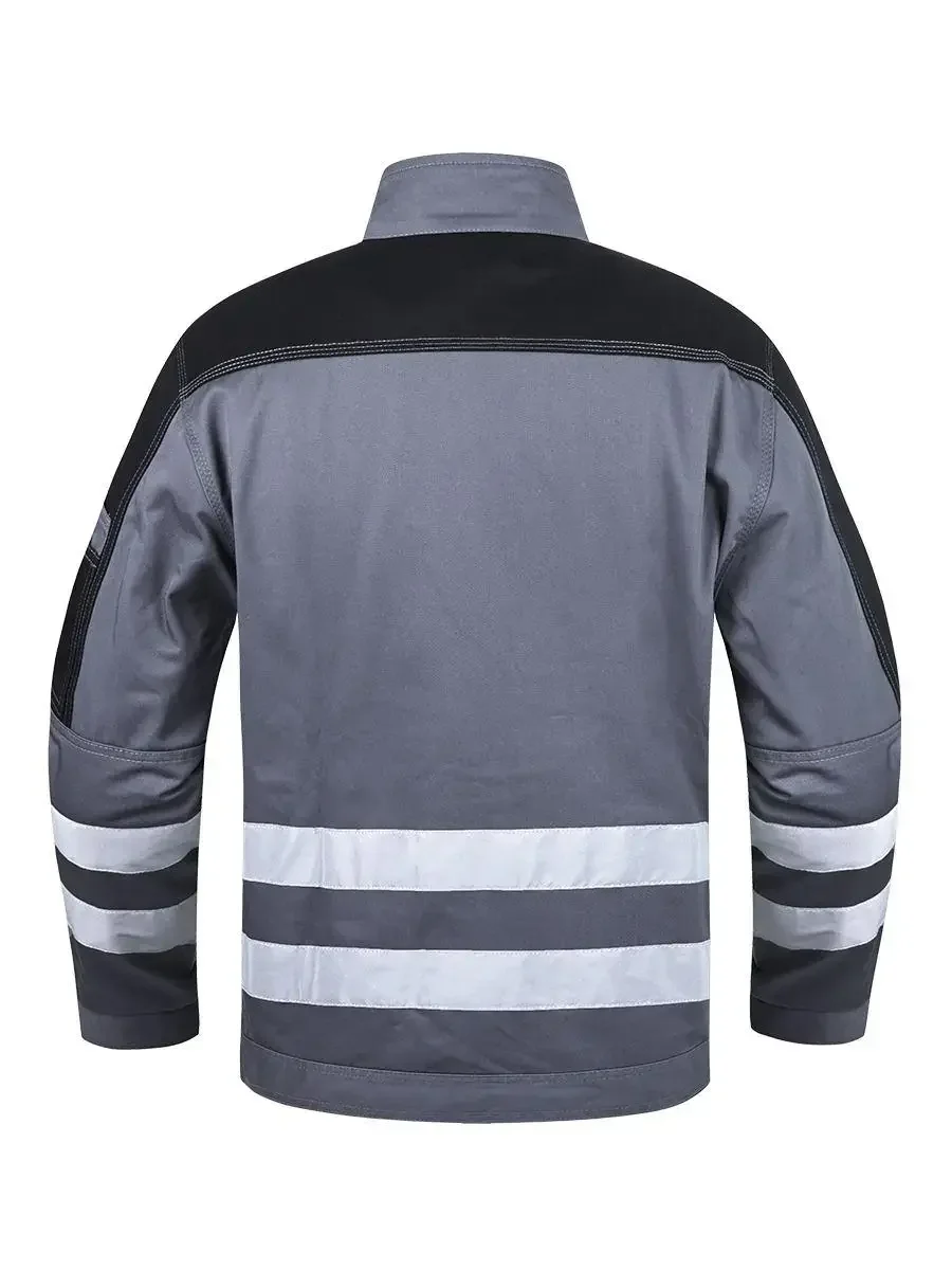 Reflektierende Streifen Arbeitskleidung Anzug Verschleißfeste Autoreparatur Maschinenreparatur Schmutzabweisende Asche Outdoor Sicherheit Arbeitsschutz C