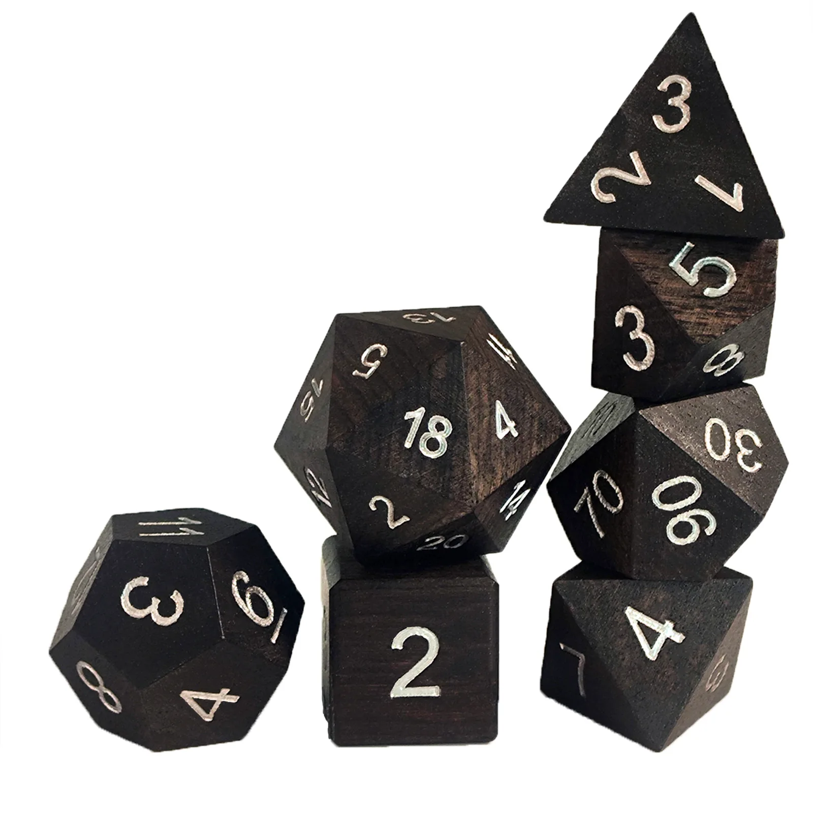 مجموعة نرد خشبية لألعاب DND RPG التنين والزنزانة لعب الأدوار نرد متعدد السطوح هدايا عيد الميلاد لعشاق ألعاب اللوحة #2