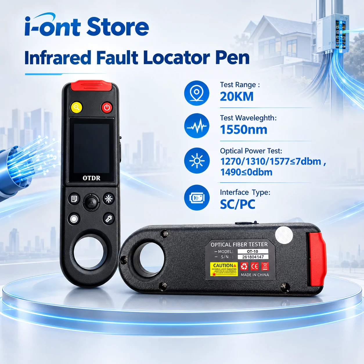 VFL Infrared Fault Locator Pen Optical Fiber Tester Quickly Locate Fault Points 20KM 1550nm SCUPC  Visual Fault Locator FTTH