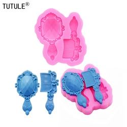 Makeup Mirror Comb Liquid Fondant Cake silicone Mold Baking Chocolate Decorating Tools DIY Jewellery polymer clay silicone mould