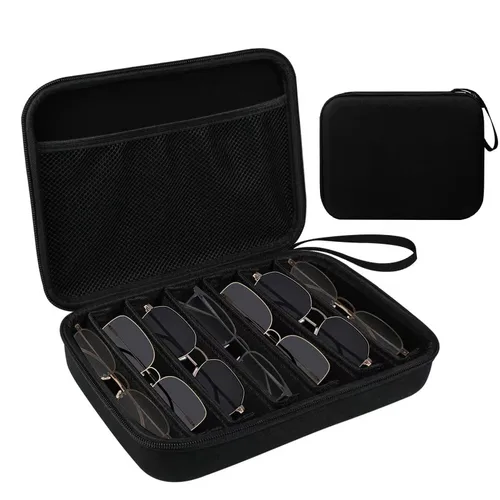 Imagen 1 del producto 4 pares de cajas de almacenamiento de gafas de sol, caja de almacenamiento de gafas de carcasa dura EVA, bolsa de acabado de gafas de viaje portátil