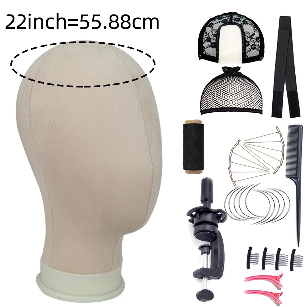 22inch Canvas Block Head Wig Mannequin with Stand