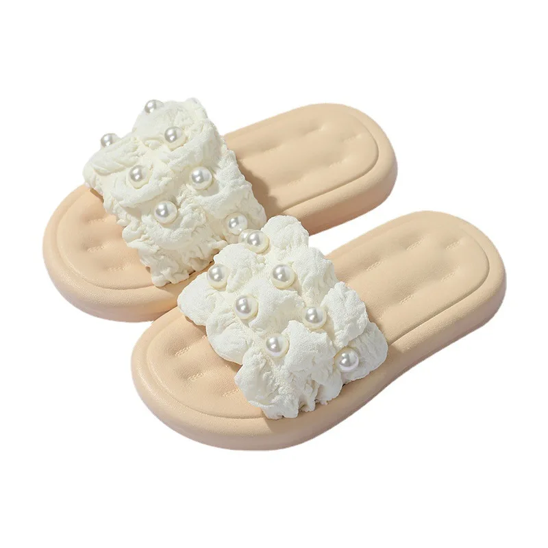 Childrens slippers princess style girls flip-flops with soft soles outside penetrating air cooling slippers kids shoes for girl