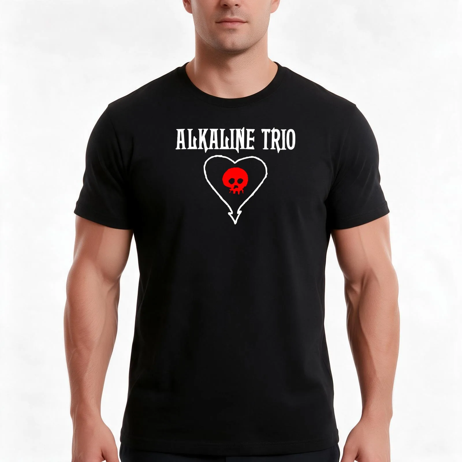Alkaline Trio T-Shirt, Summer Casual Cotton Tee, Oversized Streetwear Tops, Vintage Graphic Print, Loose Fit Short Sleeve