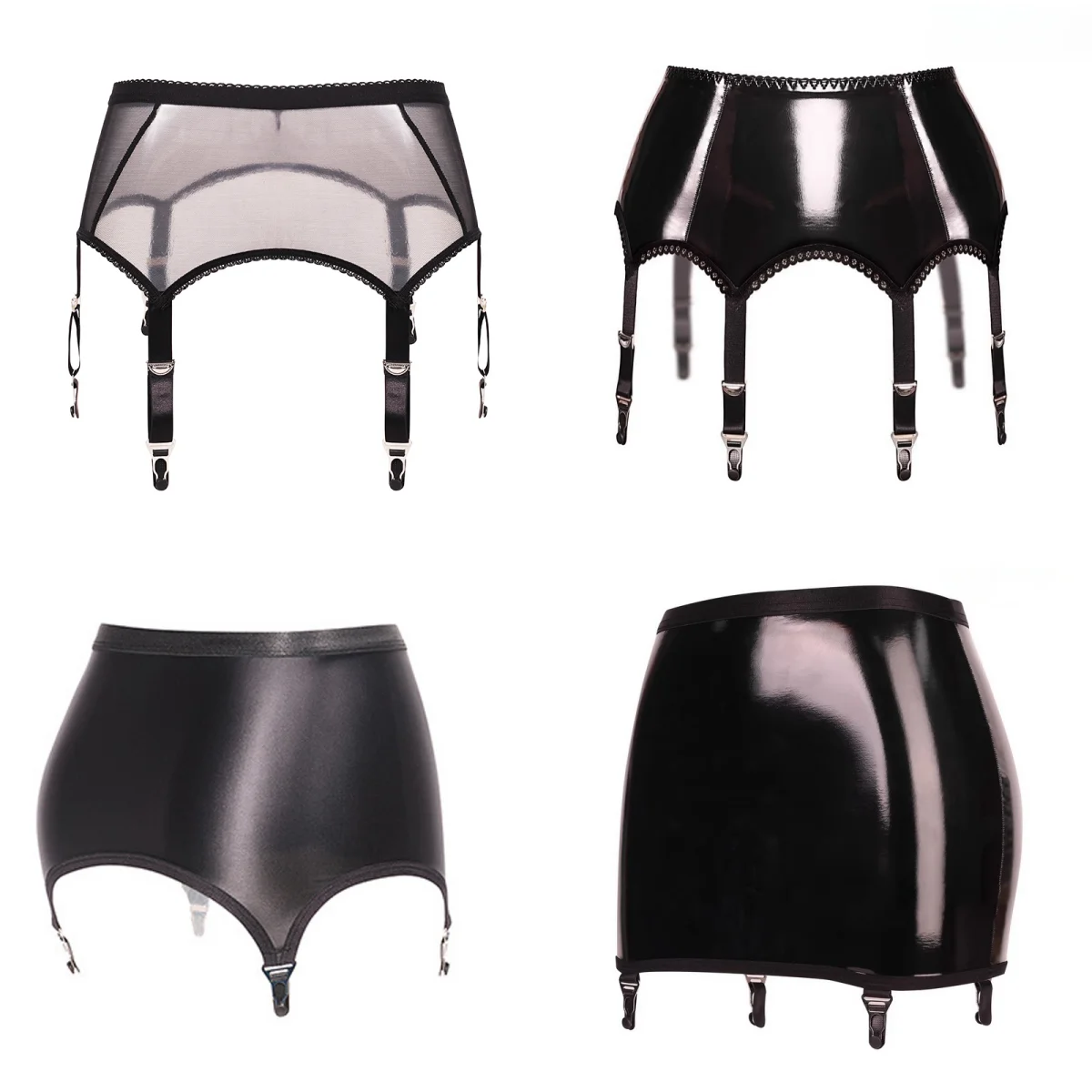 Gothic Metal Clip Garter Belt For Women Stockings Erotic Lingerie Oil Shiny Wedding Costumes Pole Dance Sexy Underwear 5 Styles