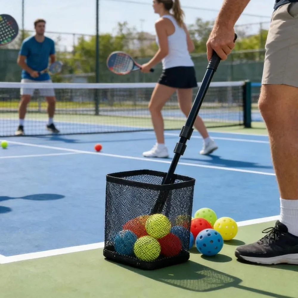 

Adjustable Height Pickleball Balls Picker Basket Large Capacity Durable Pickleball Retriever Fit 24 Balls