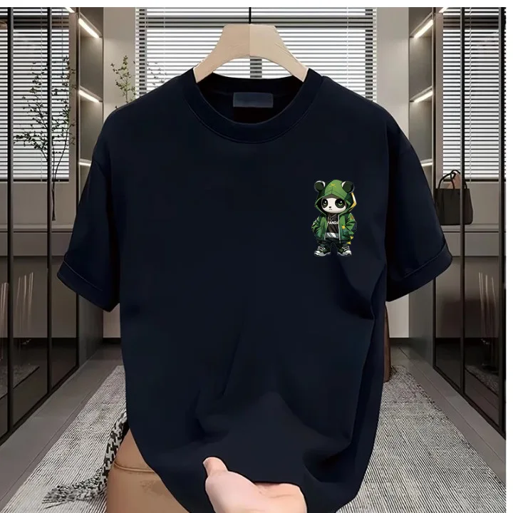 2025 Leisure high-end men's printed short sleeve T-shirt summer 100% cotton fashion brand loose top T-shirt - Image 4