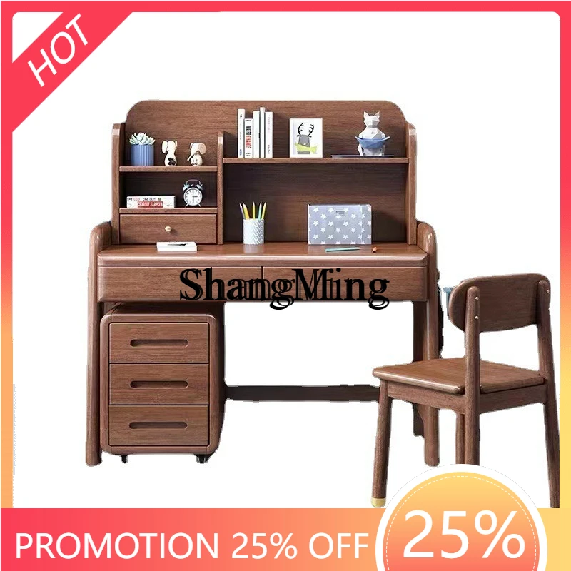 

Учебный стол FG из цельного дерева, письменный стол для чтения из орехового дерева с шкафом, стол для домашних заданий
