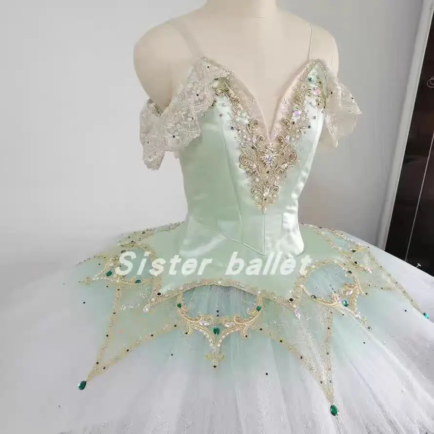 2024 New Ballet Competition TUTU dress Esmeralda Variations Green gauze disc dress Paquita hand inspired competition gauze dress